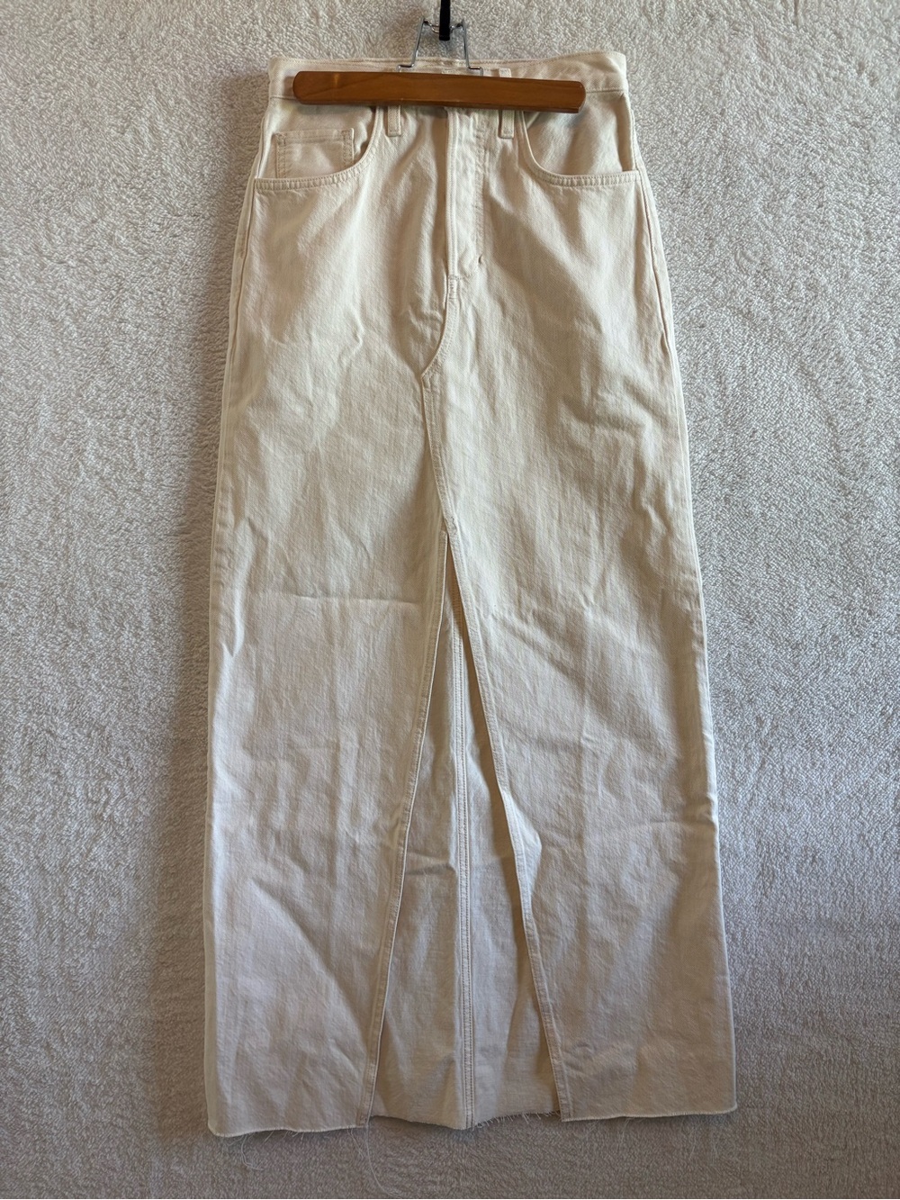 Favorite Daughter The Sadie High Rise A-Line Denim Maxi Skirt Gardenia Sz 25 NWT
